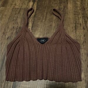 Cider Brown Ribbed Knit Cropped Tank